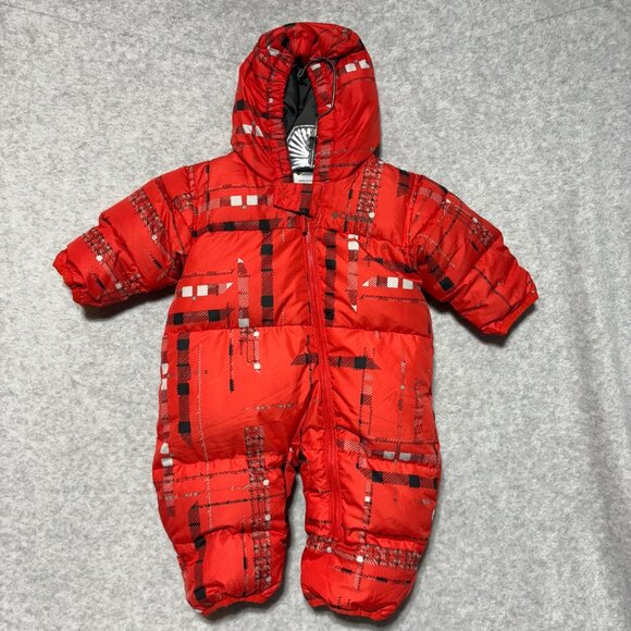 Columbia Snowsuit 6 months Snuggly Bunny Infant Bunting Red Plaid Down Filled - Picture 1 of 8
